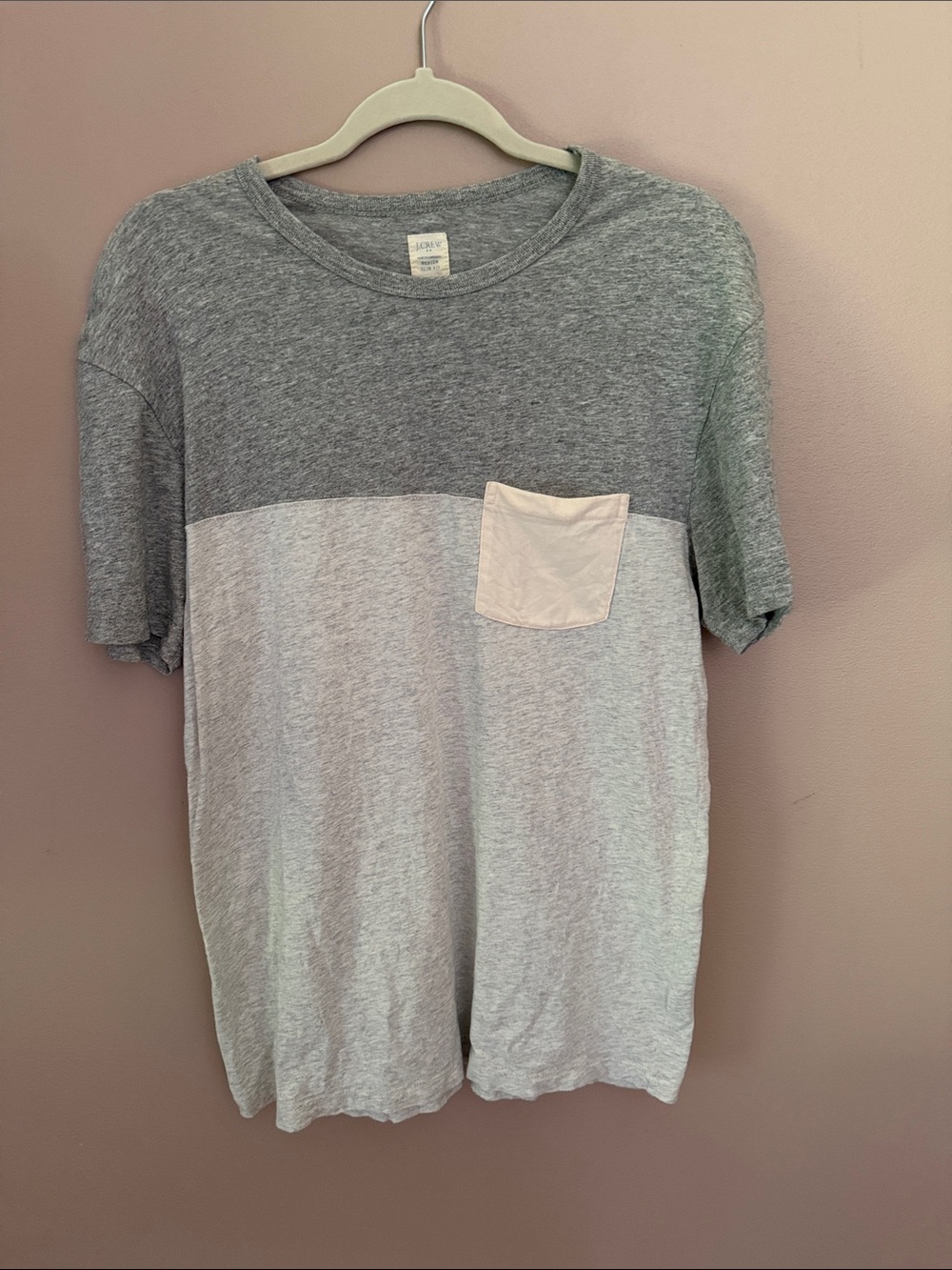 J. Crew Two-Tone Gray Pocket Tee with Light Pocket